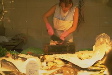 Fisch, frisch zugeschnitten (in La Boqueria)